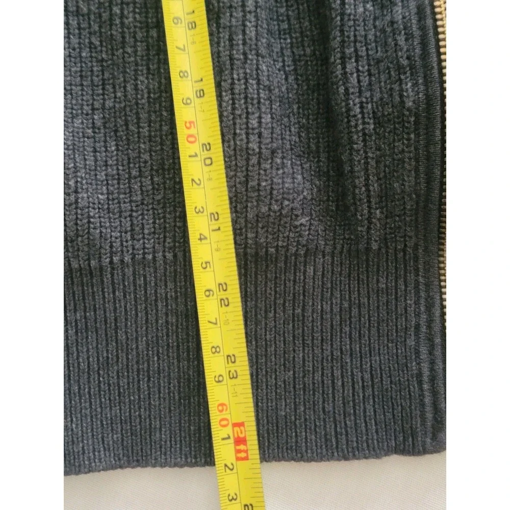 AllSaints Ribbed Zip Cardigan Mens XS Dark Gray Wool Blend Sweater Full Zip